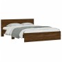 Estructura de cama cabecero y luces LED marrón roble 160x200 cm de , Camas y somieres - Ref: Foro24-3207601, Precio: 202,87 €...