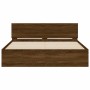 Estructura de cama cabecero y luces LED marrón roble 160x200 cm de , Camas y somieres - Ref: Foro24-3207601, Precio: 202,87 €...