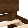 Estructura de cama cabecero y luces LED marrón roble 160x200 cm de , Camas y somieres - Ref: Foro24-3207601, Precio: 202,87 €...