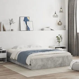 Cama con cajones madera ingeniería gris hormigón 140x200 cm de , Camas y somieres - Ref: Foro24-3207276, Precio: 196,75 €, De...