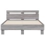 Estructura de cama cabecero y luces LED gris Sonoma 120x190 cm de , Camas y somieres - Ref: Foro24-3207579, Precio: 165,64 €,...