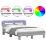 Estructura de cama cabecero y luces LED gris Sonoma 135x190 cm de , Camas y somieres - Ref: Foro24-3207572, Precio: 152,57 €,...