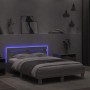 Estructura de cama cabecero y luces LED gris Sonoma 135x190 cm de , Camas y somieres - Ref: Foro24-3207572, Precio: 152,57 €,...