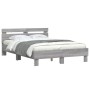 Estructura de cama cabecero y luces LED gris Sonoma 135x190 cm de , Camas y somieres - Ref: Foro24-3207572, Precio: 152,57 €,...