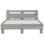 Estructura de cama cabecero y luces LED gris Sonoma 135x190 cm de , Camas y somieres - Ref: Foro24-3207572, Precio: 152,57 €,...