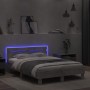 Estructura de cama cabecero y luces LED gris hormigón 135x190cm de , Camas y somieres - Ref: Foro24-3207570, Precio: 156,07 €...