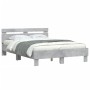 Estructura de cama cabecero y luces LED gris hormigón 135x190cm de , Camas y somieres - Ref: Foro24-3207570, Precio: 156,07 €...
