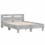 Estructura de cama cabecero y luces LED gris hormigón 135x190cm de , Camas y somieres - Ref: Foro24-3207570, Precio: 156,07 €...