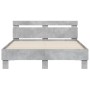 Estructura de cama cabecero y luces LED gris hormigón 135x190cm de , Camas y somieres - Ref: Foro24-3207570, Precio: 156,07 €...