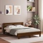 Estructura de cama cabecero y luces LED marrón roble 140x190 cm de , Camas y somieres - Ref: Foro24-3207566, Precio: 168,18 €...