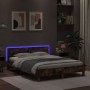 Estructura de cama cabecero y luces LED marrón roble 140x190 cm de , Camas y somieres - Ref: Foro24-3207566, Precio: 168,18 €...