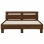 Estructura de cama cabecero y luces LED marrón roble 140x190 cm de , Camas y somieres - Ref: Foro24-3207566, Precio: 168,18 €...