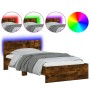 Estructura de cama cabecero luces LED roble ahumado 100x200 cm de , Camas y somieres - Ref: Foro24-838803, Precio: 122,28 €, ...
