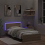 Estructura de cama cabecero luces LED roble Sonoma 100x200 cm de , Camas y somieres - Ref: Foro24-838801, Precio: 123,08 €, D...