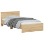 Estructura de cama cabecero luces LED roble Sonoma 100x200 cm de , Camas y somieres - Ref: Foro24-838801, Precio: 123,08 €, D...