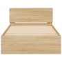 Estructura de cama cabecero luces LED roble Sonoma 100x200 cm de , Camas y somieres - Ref: Foro24-838801, Precio: 123,08 €, D...