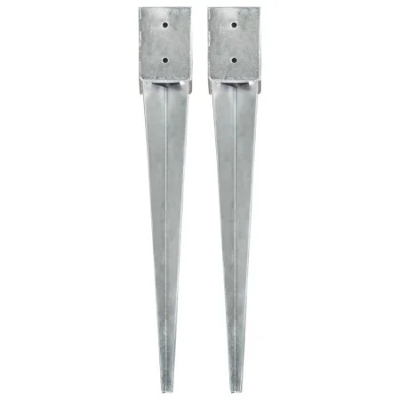 Erdspieße 2 Stück silber verzinkter Stahl 10x10x76 cm von vidaXL, Spikes zur Verankerung im Boden - Ref: Foro24-145419, Preis...