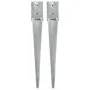 Ground spikes 2 pcs silver galvanized steel 10x10x76 cm by vidaXL, Spikes for anchoring in the ground - Ref: Foro24-145419, P...
