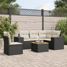 Set de sofás de jardín 6 piezas y cojines ratán sintético negro de , Conjuntos de jardín - Ref: Foro24-3225447, Precio: 382,2...