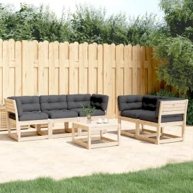 Juego de sofás de jardín 5 pzas con cojines madera maciza pino de , Conjuntos de jardín - Ref: Foro24-3217000, Precio: 533,05...