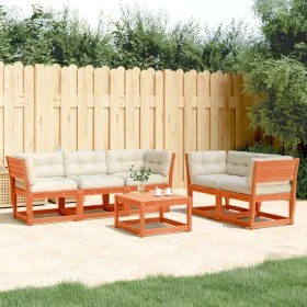 Set de sofás jardín 5 pzas con cojines madera pino marrón cera de , Conjuntos de jardín - Ref: Foro24-3217002, Precio: 629,13...