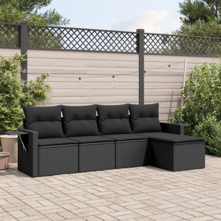 Set de muebles de jardín 5 pzas y cojines ratán sintético negro de , Conjuntos de jardín - Ref: Foro24-3252422, Precio: 348,4...