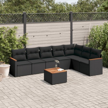 Set de sofás de jardín 8 piezas y cojines ratán sintético negro de , Conjuntos de jardín - Ref: Foro24-3258436, Precio: 527,3...
