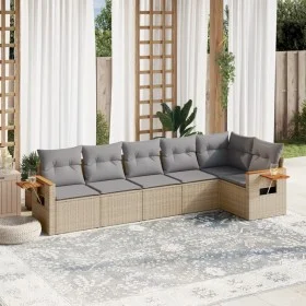 Gartensofa-Set mit Kissen, 6-teilig, beiges synthetisches Rattan von , Gartensets - Ref: Foro24-3259231, Preis: 408,01 €, Rab...