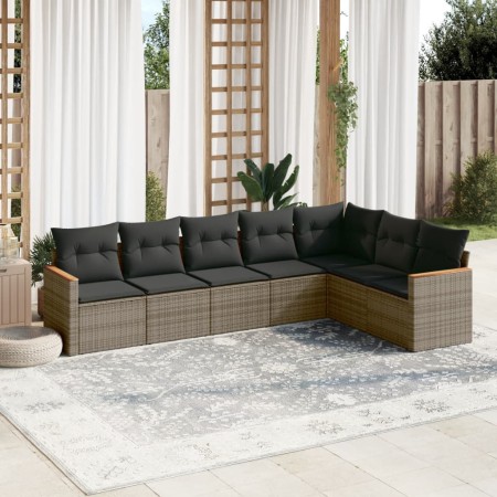 Set de sofás de jardín 7 piezas con cojines ratán PE gris de , Conjuntos de jardín - Ref: Foro24-3258434, Precio: 437,12 €, D...