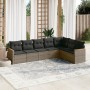 Set de sofás de jardín 7 piezas con cojines ratán PE gris de , Conjuntos de jardín - Ref: Foro24-3258434, Precio: 437,12 €, D...