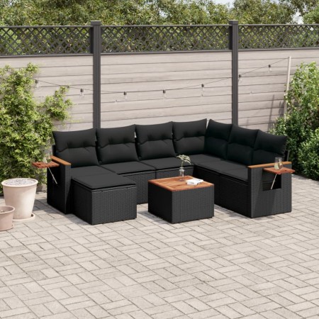 Set de sofás de jardín 8 piezas y cojines ratán sintético negro de , Conjuntos de jardín - Ref: Foro24-3259451, Precio: 530,0...