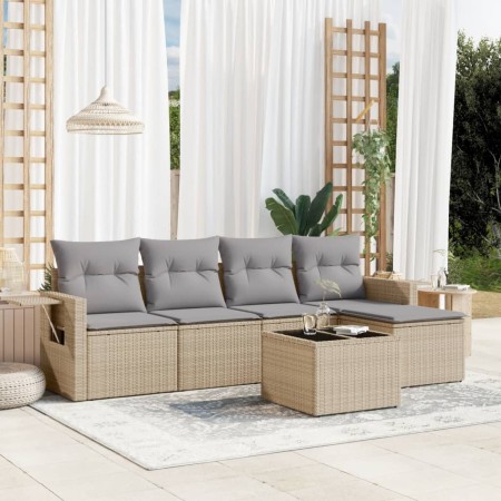 Juego de sofás jardín con cojines 6 pzas ratán sintético beige de , Conjuntos de jardín - Ref: Foro24-3252436, Precio: 406,61...