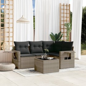 Juego de sofás jardín con cojines 5 pzas ratán sintético gris de , Conjuntos de jardín - Ref: Foro24-3252457, Precio: 362,15 ...