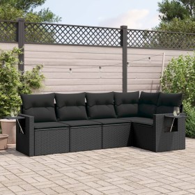 Set de muebles de jardín 5 pzas y cojines ratán sintético negro de , Conjuntos de jardín - Ref: Foro24-3252462, Precio: 370,8...