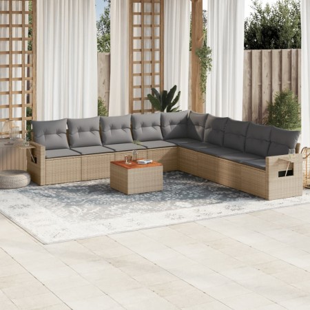 Juego de sofás jardín con cojines beige 10 pzas ratán sintético de , Conjuntos de jardín - Ref: Foro24-3256941, Precio: 620,5...