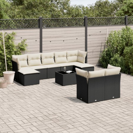 Set de sofás de jardín 10 pzas cojines ratán sintético negro de , Conjuntos de jardín - Ref: Foro24-3250155, Precio: 581,09 €...