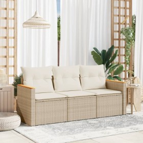 Juego de sofás de jardín con cojines beige 3 pzas ratán PE de , Conjuntos de jardín - Ref: Foro24-3258159, Precio: 226,52 €, ...