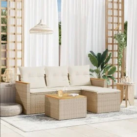 Juego de sofás jardín con cojines 5 pzas ratán sintético beige de , Conjuntos de jardín - Ref: Foro24-3258313, Precio: 329,33...