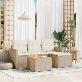 Juego de sofás jardín con cojines 5 pzas ratán sintético beige de , Conjuntos de jardín - Ref: Foro24-3258313, Precio: 324,93...