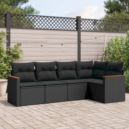 Set de muebles de jardín 5 pzas y cojines ratán sintético negro de , Conjuntos de jardín - Ref: Foro24-3258345, Precio: 367,4...