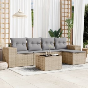 Juego de sofás jardín con cojines 6 pzas ratán sintético beige de , Conjuntos de jardín - Ref: Foro24-3254836, Precio: 406,32...