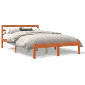 Estructura de cama madera maciza pino marrón cera 150x200 cm de , Camas y somieres - Ref: Foro24-844146, Precio: 98,03 €, Des...