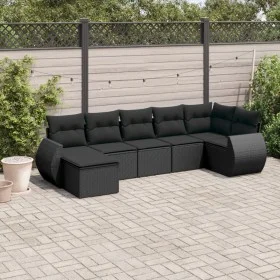 7-piece garden dining set and black synthetic rattan cushions by , Modular outdoor sofas - Ref: Foro24-3221674, Price: 479,35...