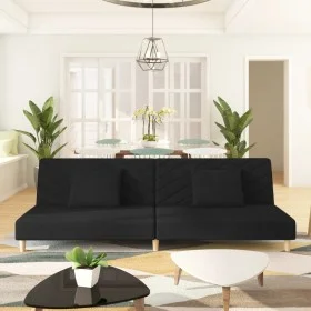 Sofá cama de 2 plazas con dos almohadas tela negro de , Sofás - Ref: Foro24-375889, Precio: 249,15 €, Descuento: %