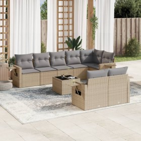 Set de sofás de jardín 9 pzas con cojines ratán sintético beige de , Conjuntos de jardín - Ref: Foro24-3252766, Precio: 654,4...