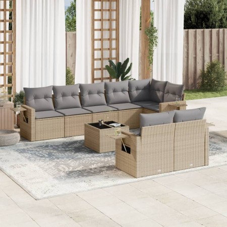 Set de sofás de jardín 9 pzas con cojines ratán sintético beige de , Conjuntos de jardín - Ref: Foro24-3252766, Precio: 654,4...