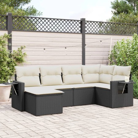 Set de sofás de jardín 6 piezas y cojines ratán sintético negro de , Conjuntos de jardín - Ref: Foro24-3252793, Precio: 382,9...
