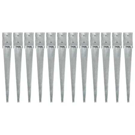 Erdspieße 12 Stück silber verzinkter Stahl 10x10x76 cm von vidaXL, Spikes zur Verankerung im Boden - Ref: Foro24-145421, Prei...