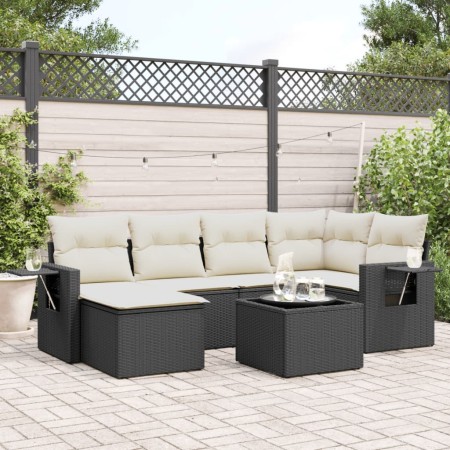 Set de comedor de jardín 7 pzas y cojines ratán sintético negro de , Conjuntos de jardín - Ref: Foro24-3252803, Precio: 428,5...