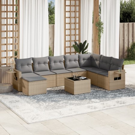 Set de sofás de jardín 9 pzas con cojines ratán sintético beige de , Conjuntos de jardín - Ref: Foro24-3252906, Precio: 581,2...